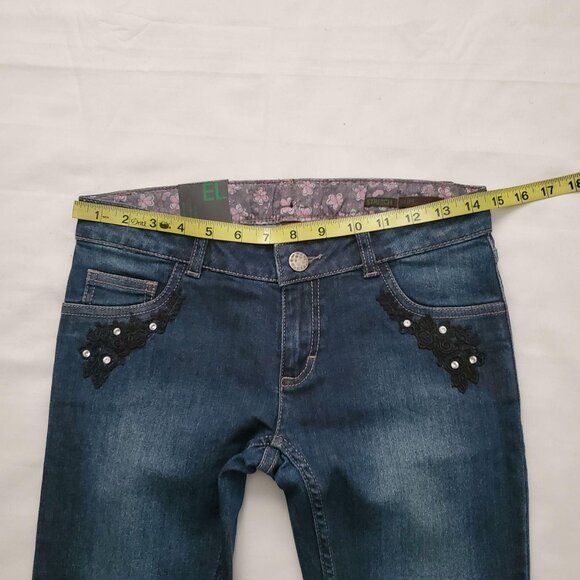Benetton Jeans Women's Adjustable Waist Stretch Slim Denim Jeans Waist 28 NWT - Picture 11 of 16